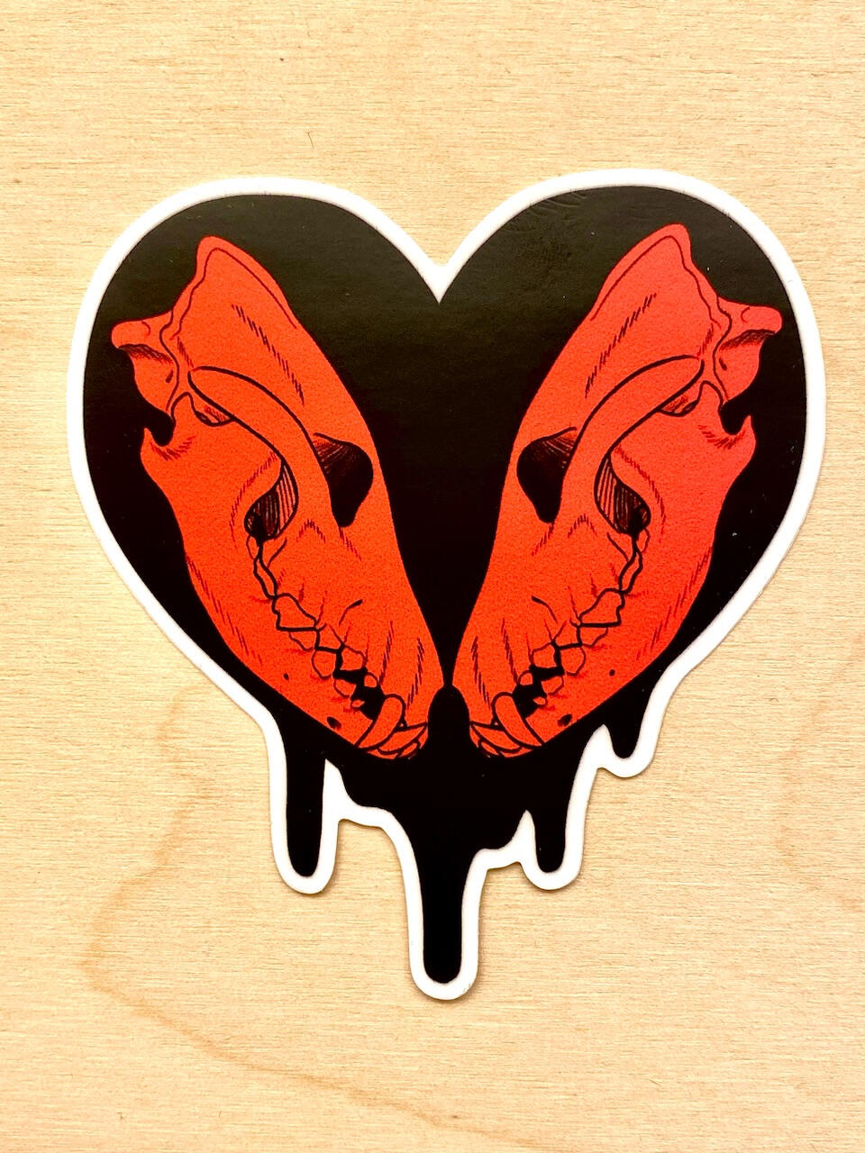 Wolf Skull Heart Sticker