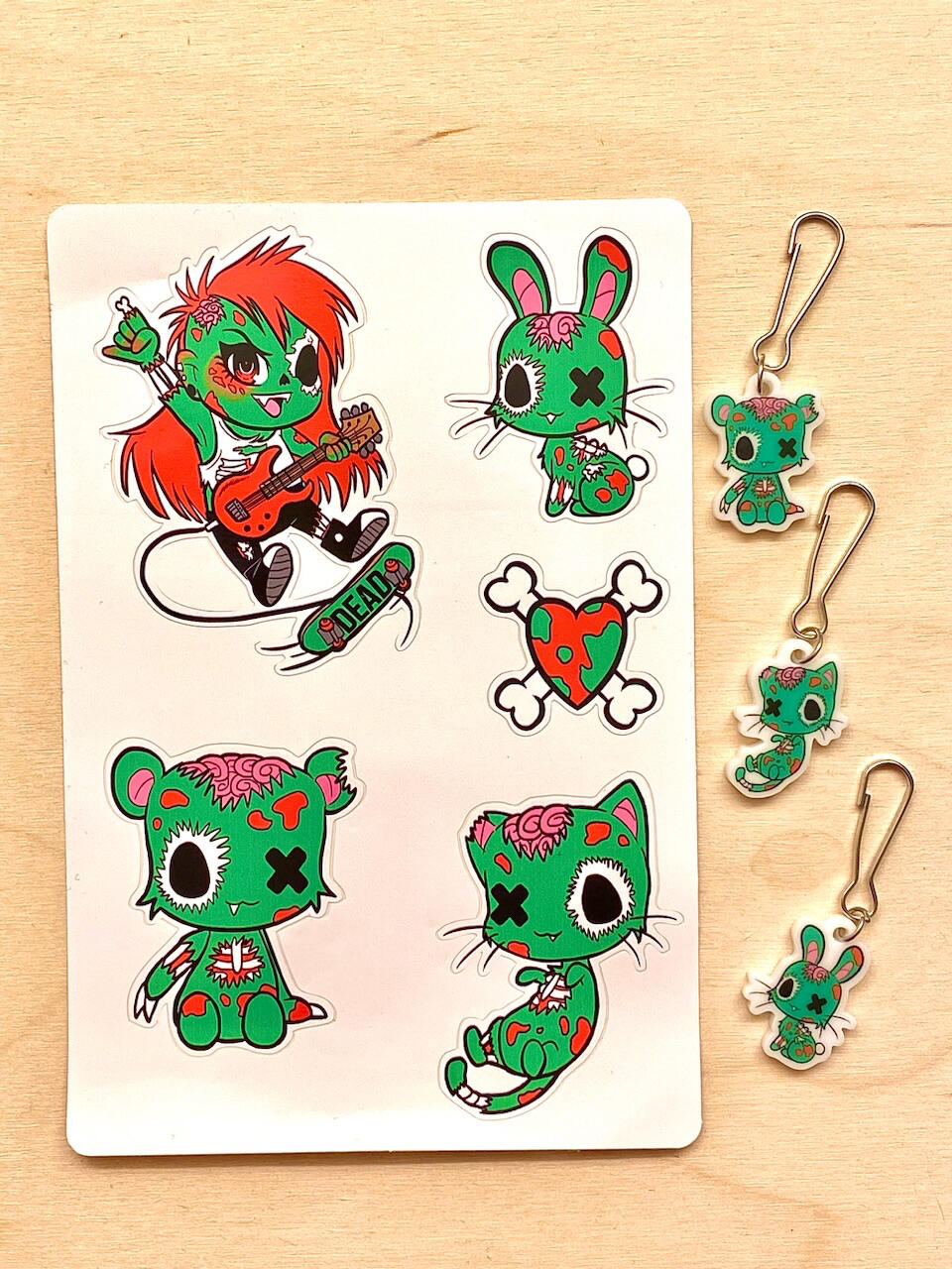 Zombie Pals Sticker Sheet & Keychains Zombie Pals Sticker Sheet & Keychains