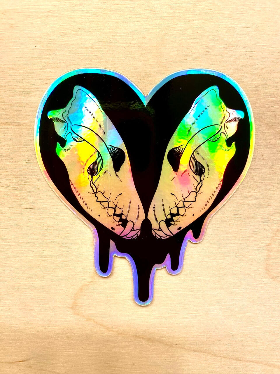 Holo Wolf Skull Heart Sticker Holo Wolf Skull Heart Sticker