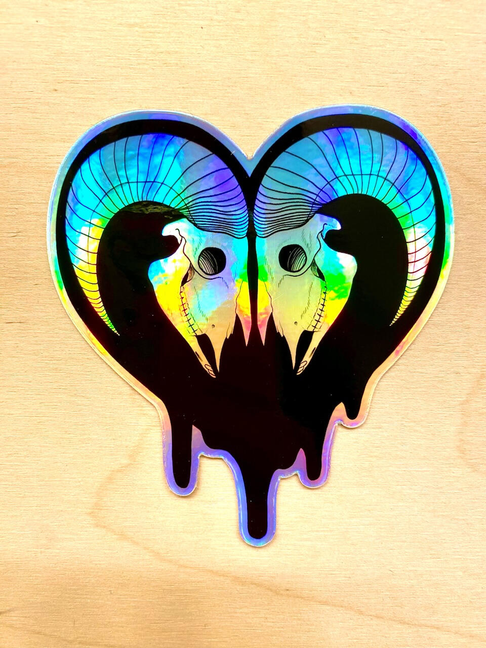 Holo Ram Skull Heart Sticker Holo Ram Skull Heart Sticker